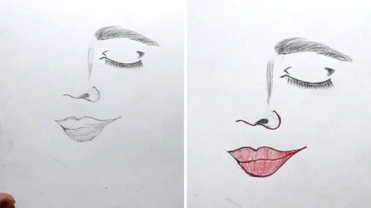 how to draw girl simple and easy | Very simple girl face drawing under ...