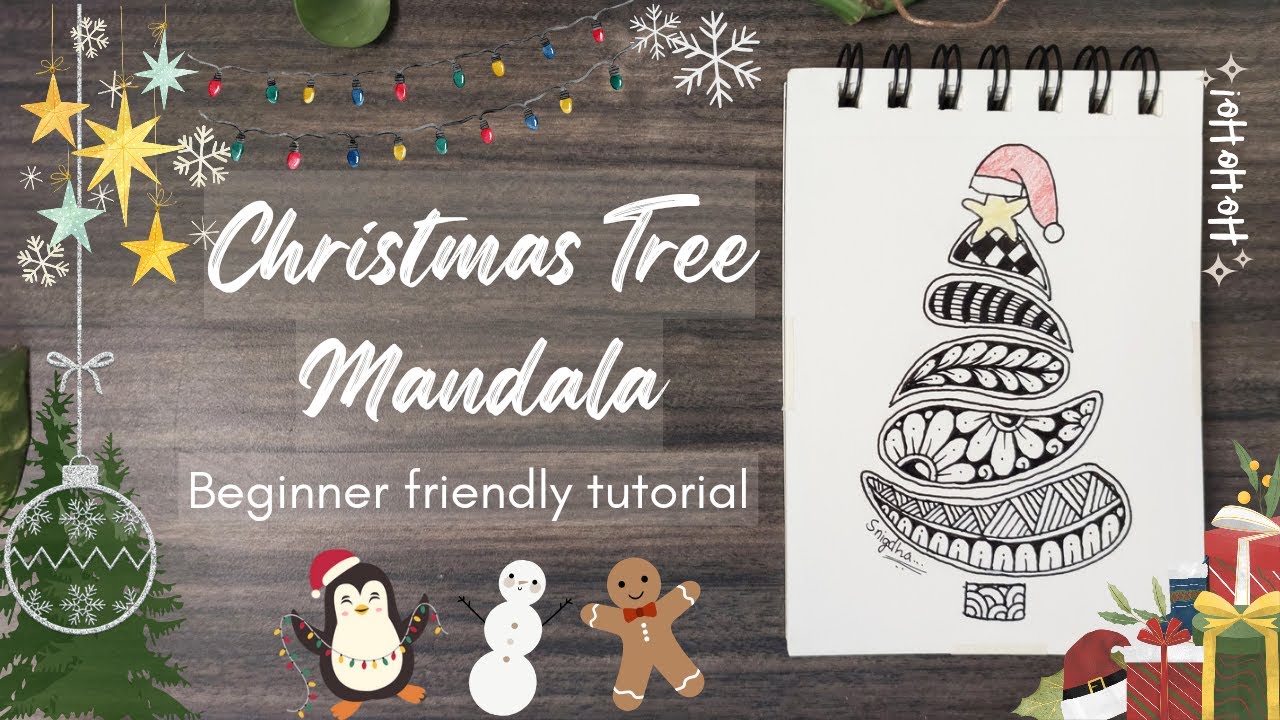 How To Draw a Christmas Tree Mandala | Easy Step-by-step Tutorial | Simple Festive Drawing