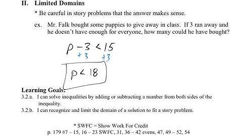 Algebra 1: 3.2 Solving Inequalities by Adding & Subtracting