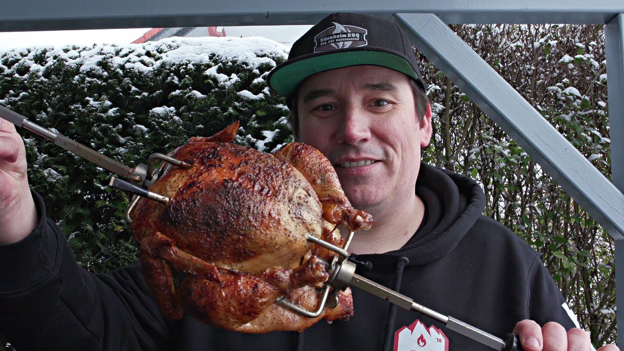 Grillhähnchen vom Drehspieß - Thymian Zitronen Hähnchen