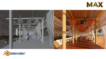 Beach restaurant tutorial || speed art || made in blender 🏖️🩴