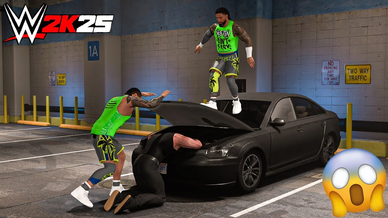 Джей Усо и Джимми Усо одолели Человека в маске за кулисами - геймплей WWE 2K25