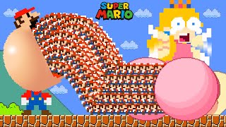 Super Mario Bros. but Mario and 999 Tiny Mario Pump inside Peach to Giant BUTT | Game Animation