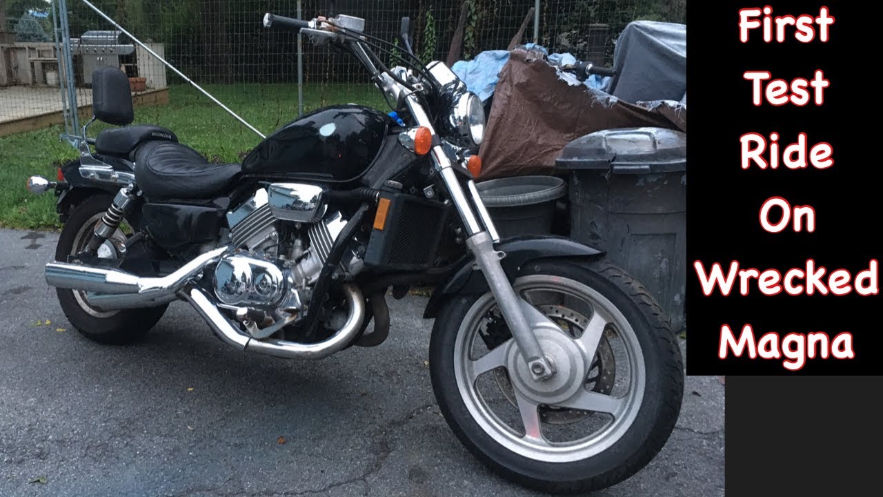 First Test Ride Wrecked 1997 Honda Magna VF750C Moto Vlog after 1 WEEK POV Vance Hines loud exhaust