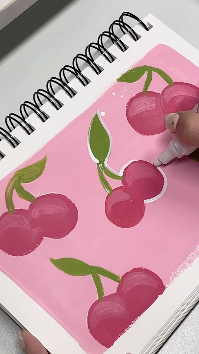 easy cherry painting idea 🍒 #art #painting #artinspo #sketchbook #gouache #coquette