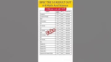 BPSC TRE 3.0 RESULT OUT।।6-8 math and science cutoff जारी #bpsc #result #bpscteacher #bpsctre