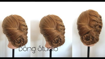 Hướng dẫn bới tóc cô dâu đơn giản( tóc bới cho bà sui mẫu 61)bông studio