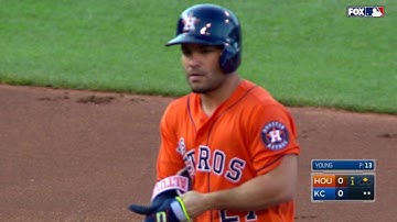 HOU@KC: Altuve rips a double to the wall in center