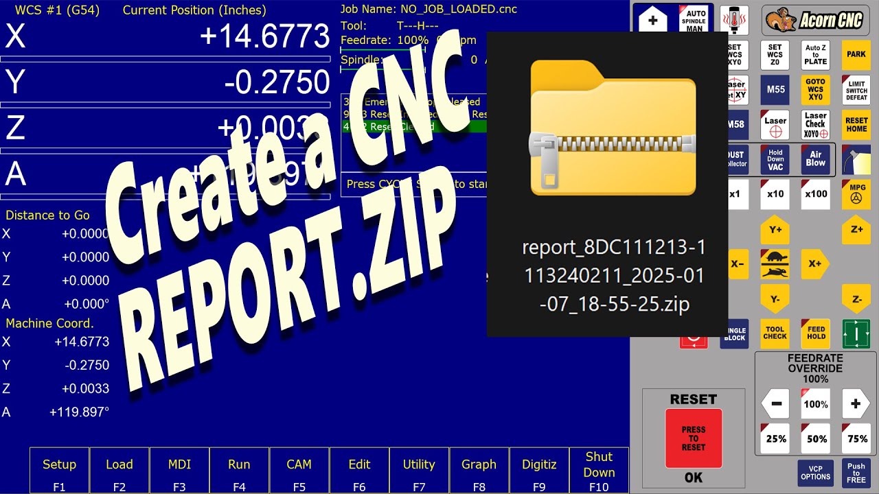 How to create a Centroid CNC system REPORT.ZIP file
