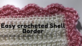 Easy Shell Border #5: Learn How to crochet a simple shell border.