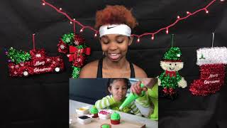 KYLIE JENNER \& STORMI MAKE GRINCH CUPCAKES |REACTION|