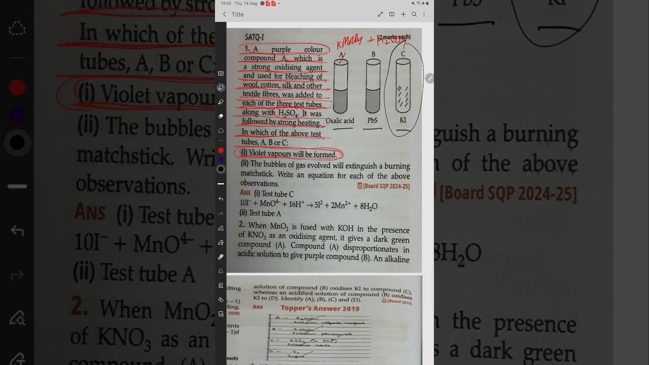 A purple colour compound A, which is a strong oxidising agent and used for bleaching of wool, cotton
