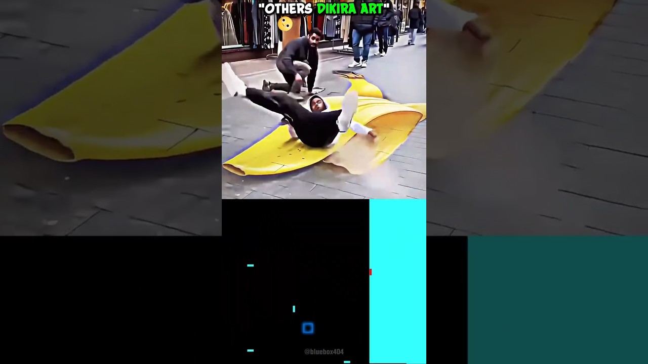 Other 3D Street Art vs Real One ☠️ | Blue Bouncing Square