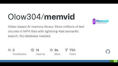 GitHub - Olow304/memvid: Video-based AI memory library. Store millions of text chunks in MP4 file...