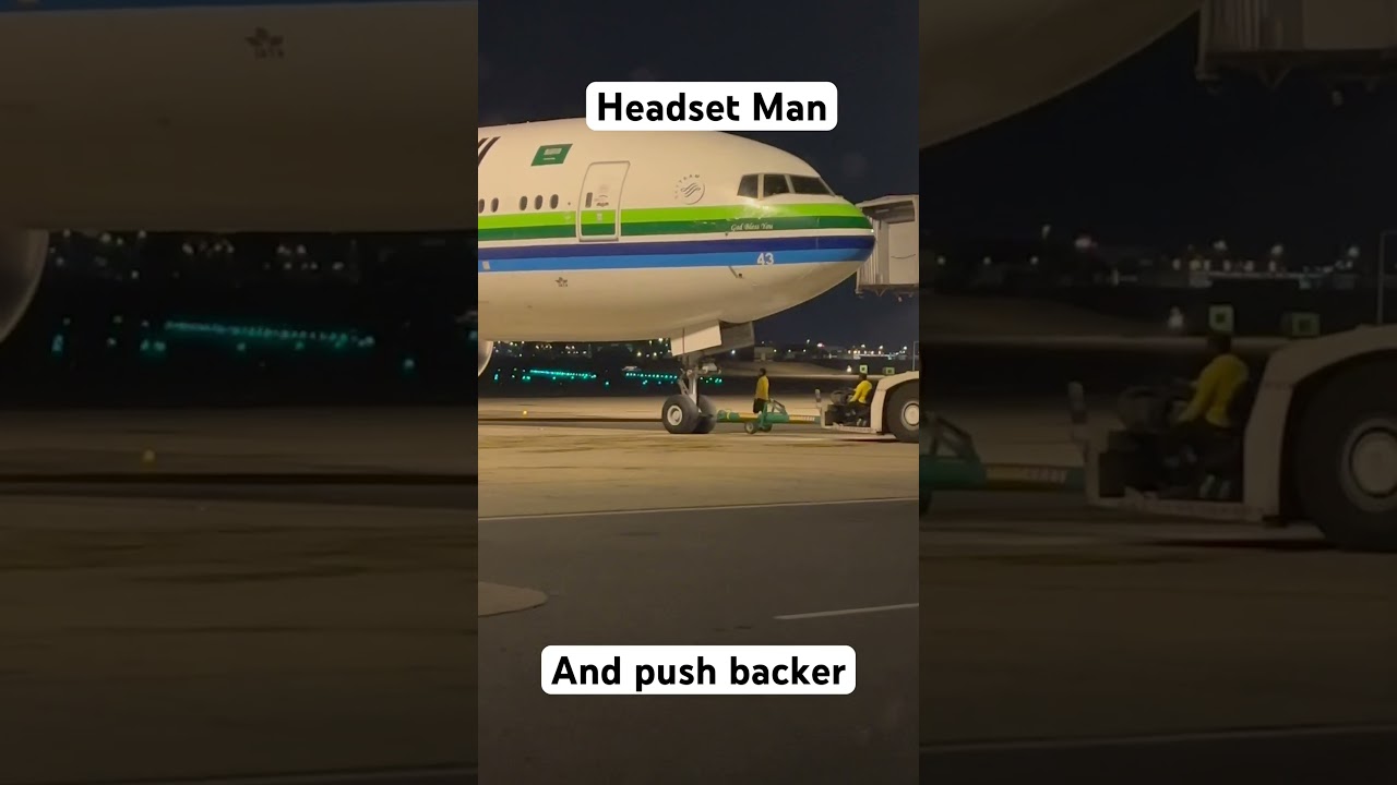The headset man is very important and the push back operator #trending #airplane #airport #shorts