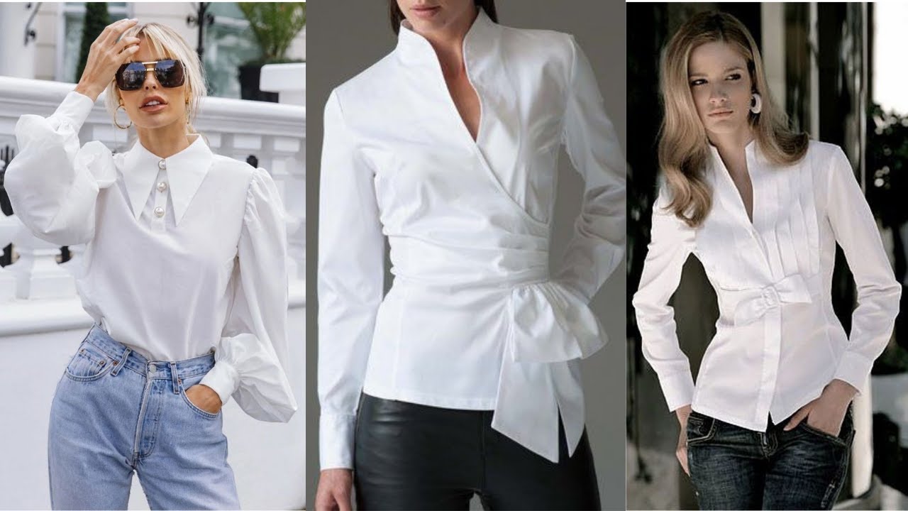 Women white Formal Top Work Blouse / Fashion Closet