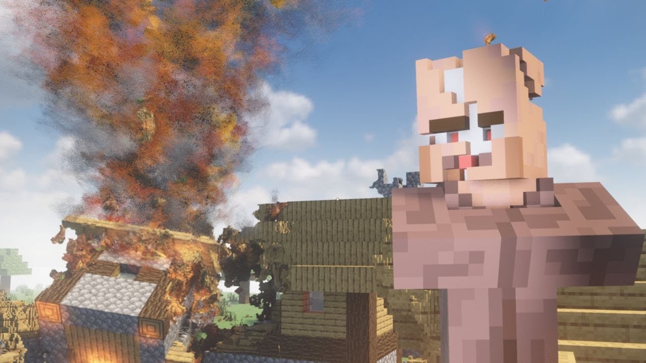 Fire Tornado in Realistic MINECRAFT Village in TEARDOWN - YouTube