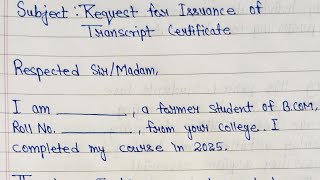 Request for Issuance of Transcript Certificate | Transcript Certificate Request Letter | Application