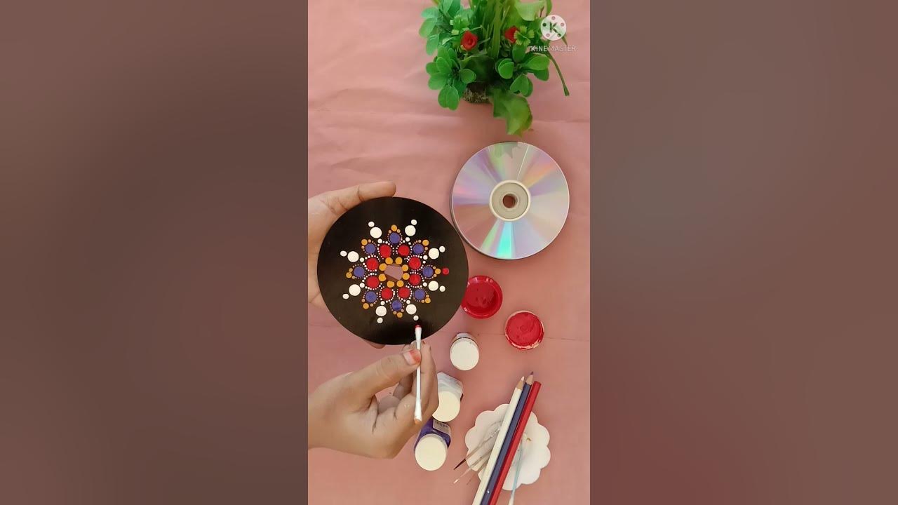 Combination of dots and Swooshes mandala 🥰 Makeover of an old CDs