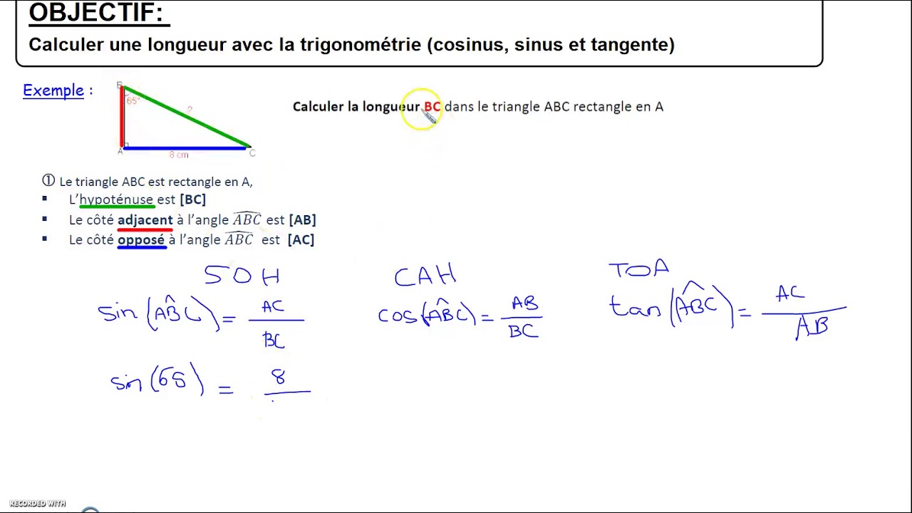 CYCLE 4- Calculer une longueur avec la trigonométrie - YouTube