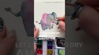 Sketch this cute 🐘 NOWwith a PAINTBRUSH! #kawaiiart  #howtosketch #watercolorforbeginners