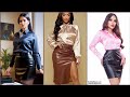 Lovely style  amazing collection leather skirts  satin blouse for2k23