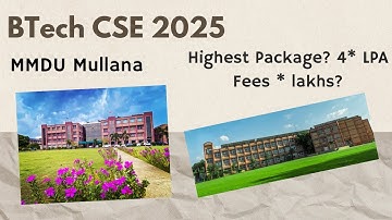 MMU Mullana B.Tech CSE | Highest Package and Fees | 2025 | Maharishi Markanda University