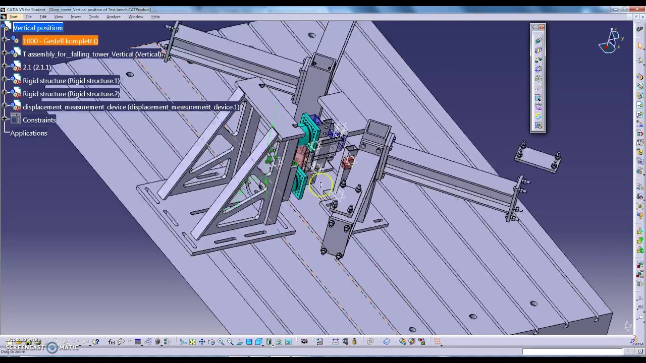 CATIA CAD basic tutorial Test bench design for Drop tower and Hydraulic
