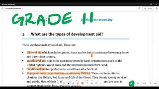 Geography Grade 11 The role of development aid
