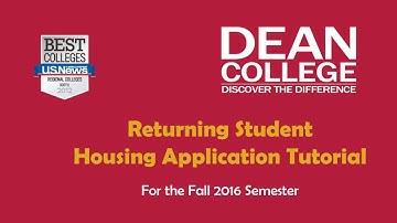 Dean College Housing Selection Tutorial for Returning Students