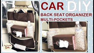 DIY CAR BACK SEAT ORGANIZER MULTI-POCKETS STORAGE \/\/ วิธีทำกระเป๋าจัดระเบียบใส่ของหลังเบาะรถยนต์