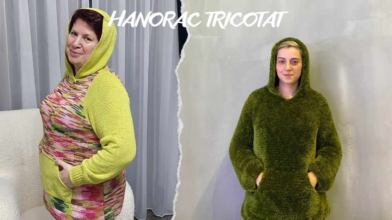 Hanorac tricotat Partea a - III- a ( gluga si buzunarul)