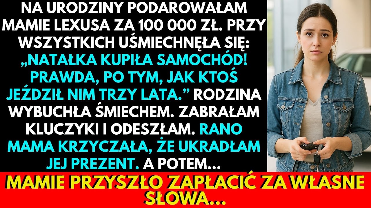 Wszyscy zamarli, kiedy wzięła kluczyki do ręki, uniosła je wysoko i roześmiała się na cały salon. „Patrzcie, nasza Natałka wreszcie kupiła samochód — tylko szkoda, że to zużyty szmelc” —...
