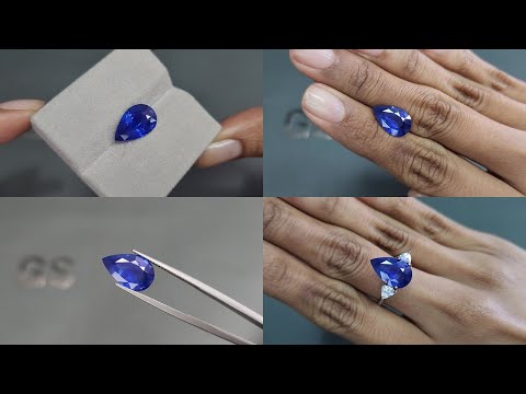 Blue sapphire pear cut 5.05 carats, Sri Lanka Video  № 1