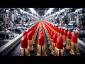 production line raw minerals to high end crimson red lipstick ( Raw Material Magic )