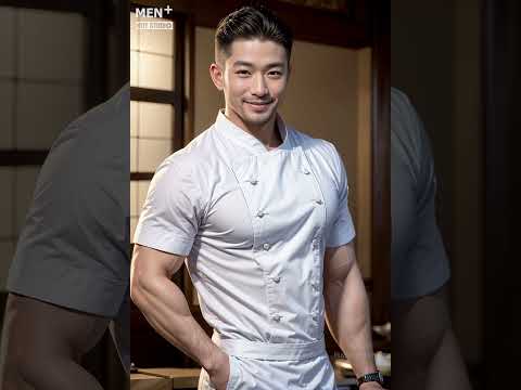 #Shorts Asian Men AI in chef's outfit | Lookbook 333