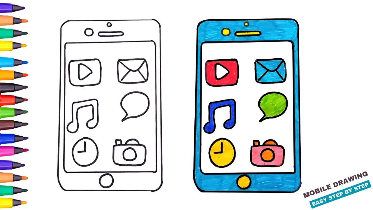 Mobile drawing easy How to draw mobile easy Mobile drawing for kids