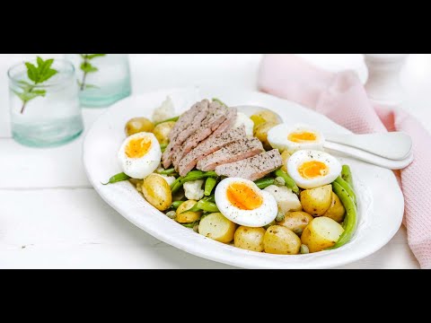 salade-tiède-de-pommes-de-terre,-haricots-verts-et-escalope-de-veau