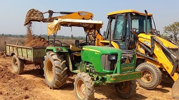 JCB 3dx Ecoxcellence Backhoe Machine Making Pond With Swaraj And Johndeere Tractor | Jcb And Tractor