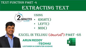 EXCEL IN TELUGU PART 68 - EXTRACTING TEXT