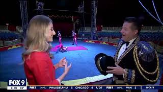 FOX 9 News Reporter Shayne Wells Interviews Ringmaster Joseph Bauer at Mall of America, Minneapolis