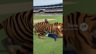"Wild Tiger Storms Cricket Field — Dramatic Scene in SL vs BAN Game" #sora