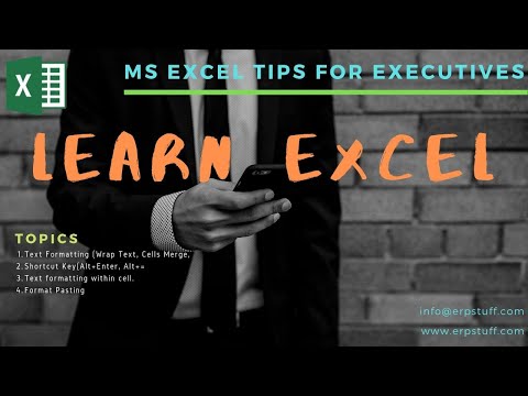 MS Excel 365 Few Important Tips and Tricks like Shortcut keys, wrap text, formatting