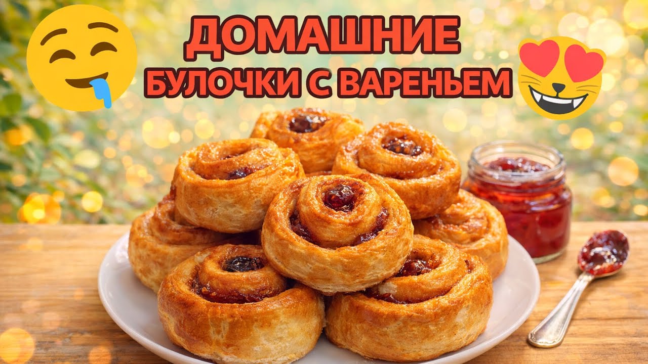 Самые ВКУСНЫЕ Домашние Булочки с ВАРЕНЬЕМ 🥐 Эти БУЛОЧКИ исчезают за 5 МИНУТ! ☺️ #булочки #выпечка