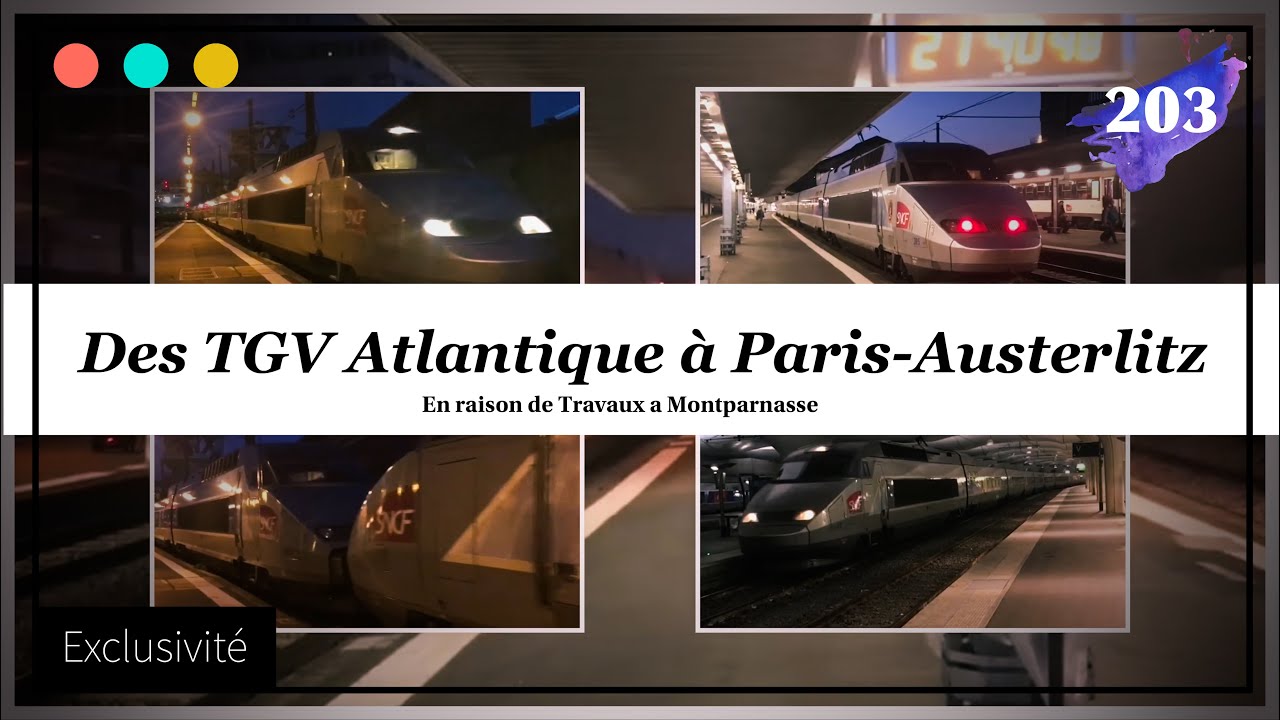 Des TGV Atlantique, en gare de Paris Austerlitz 203 YouTube