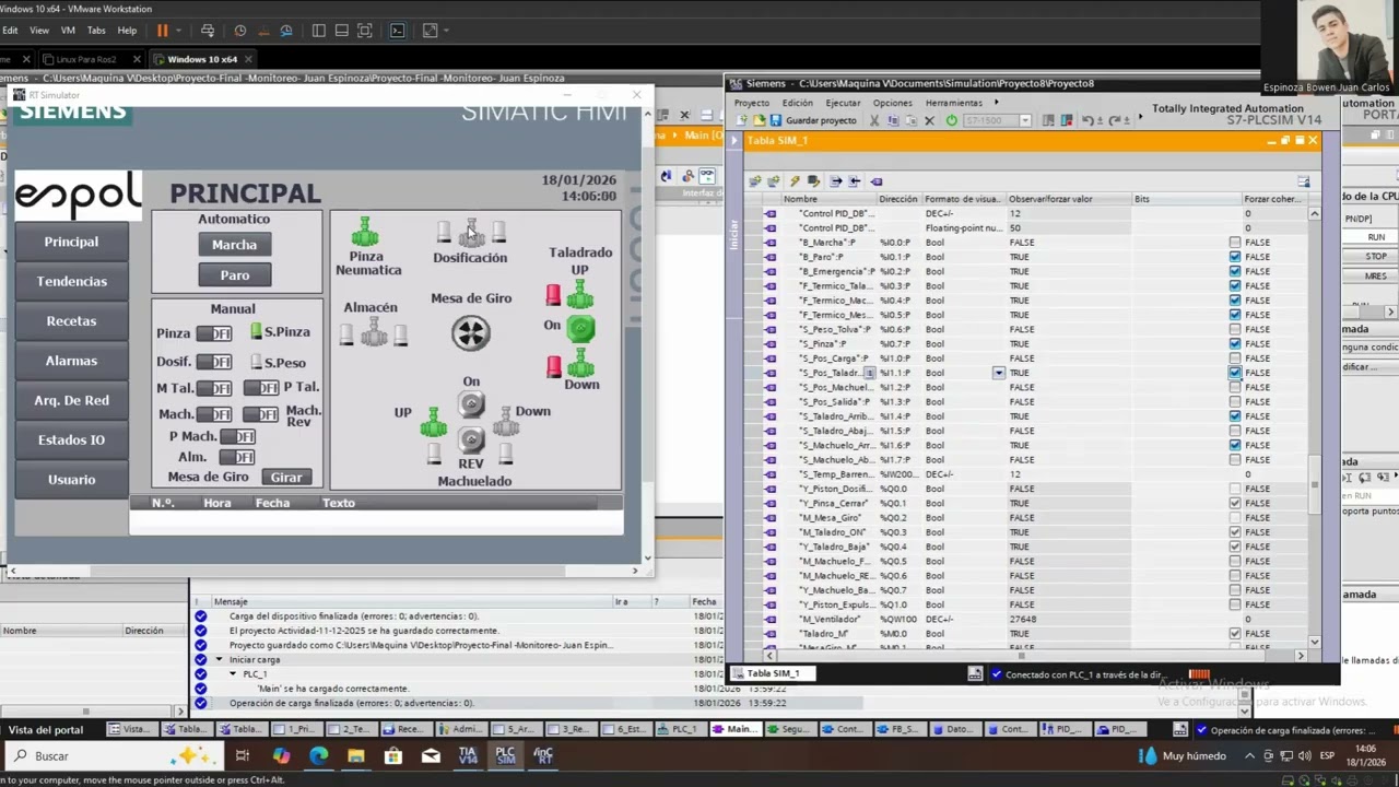 Video de Funcionamiento del Proyecto Junto al HMI en Simulación - Juan Espinoza