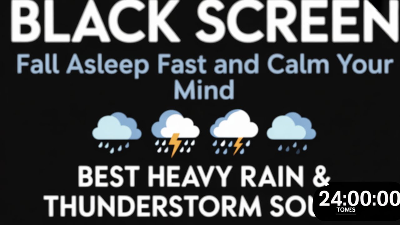 Night Rain & Thunder Sounds for Sleeping Black Screen | Relaxing White ...