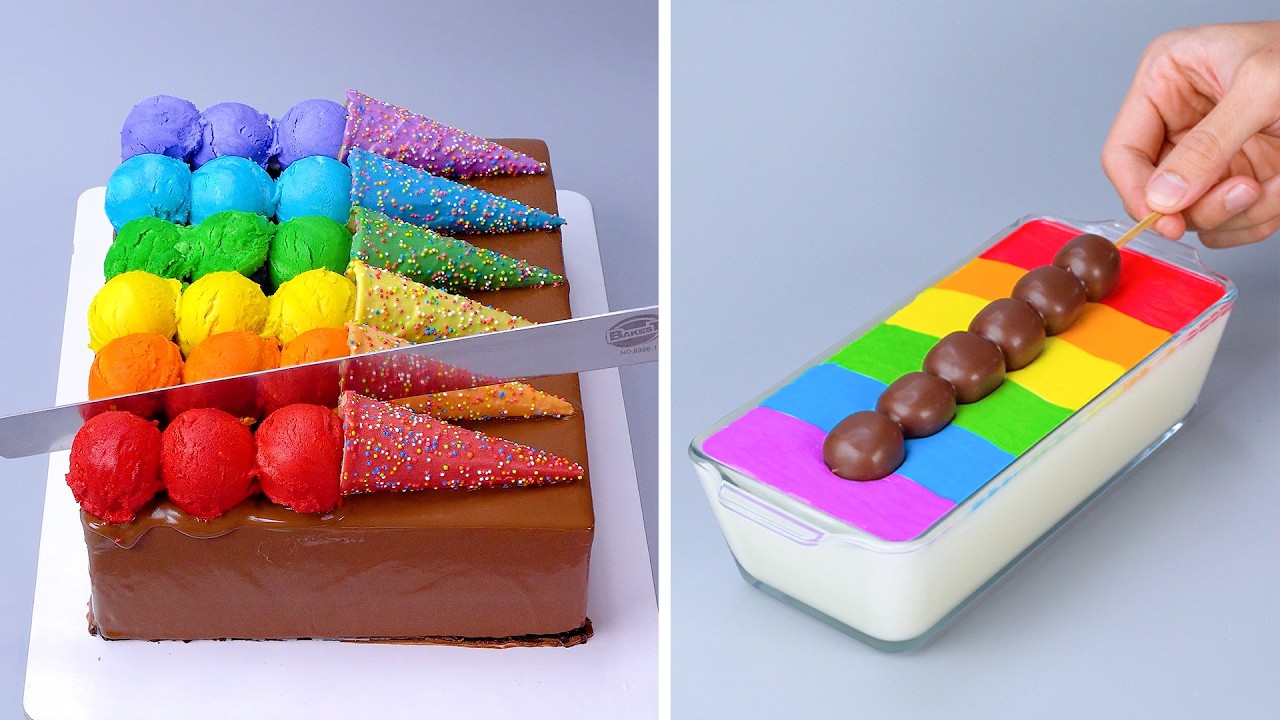 Amazing Rainbow Chocolate Cake Decorating Recipe | How To Make ...