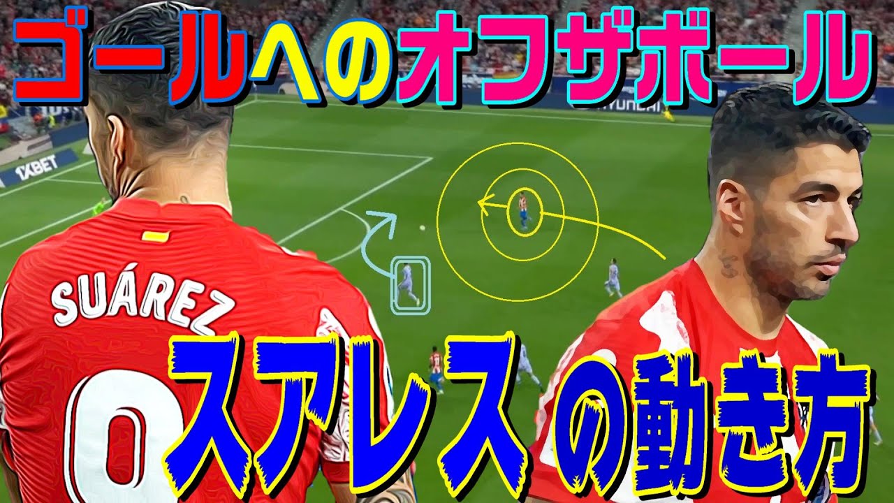 スアレス、ゴールへのオフザボール。サッカー学べる動画。