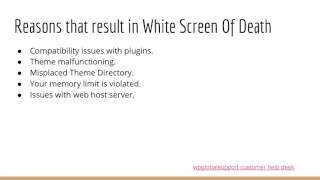 WordPress white screen of death Reasons Fixes